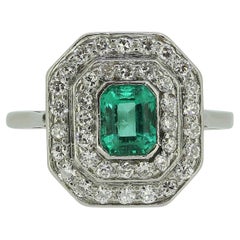 Art Deco Emerald and Diamond Ring