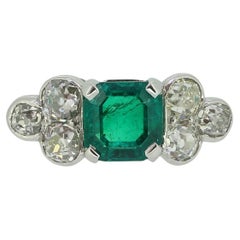 Art Deco Emerald and Diamond Ring