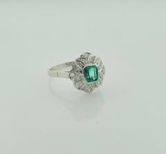 Art Deco Emerald and Diamond Ring in Platinum