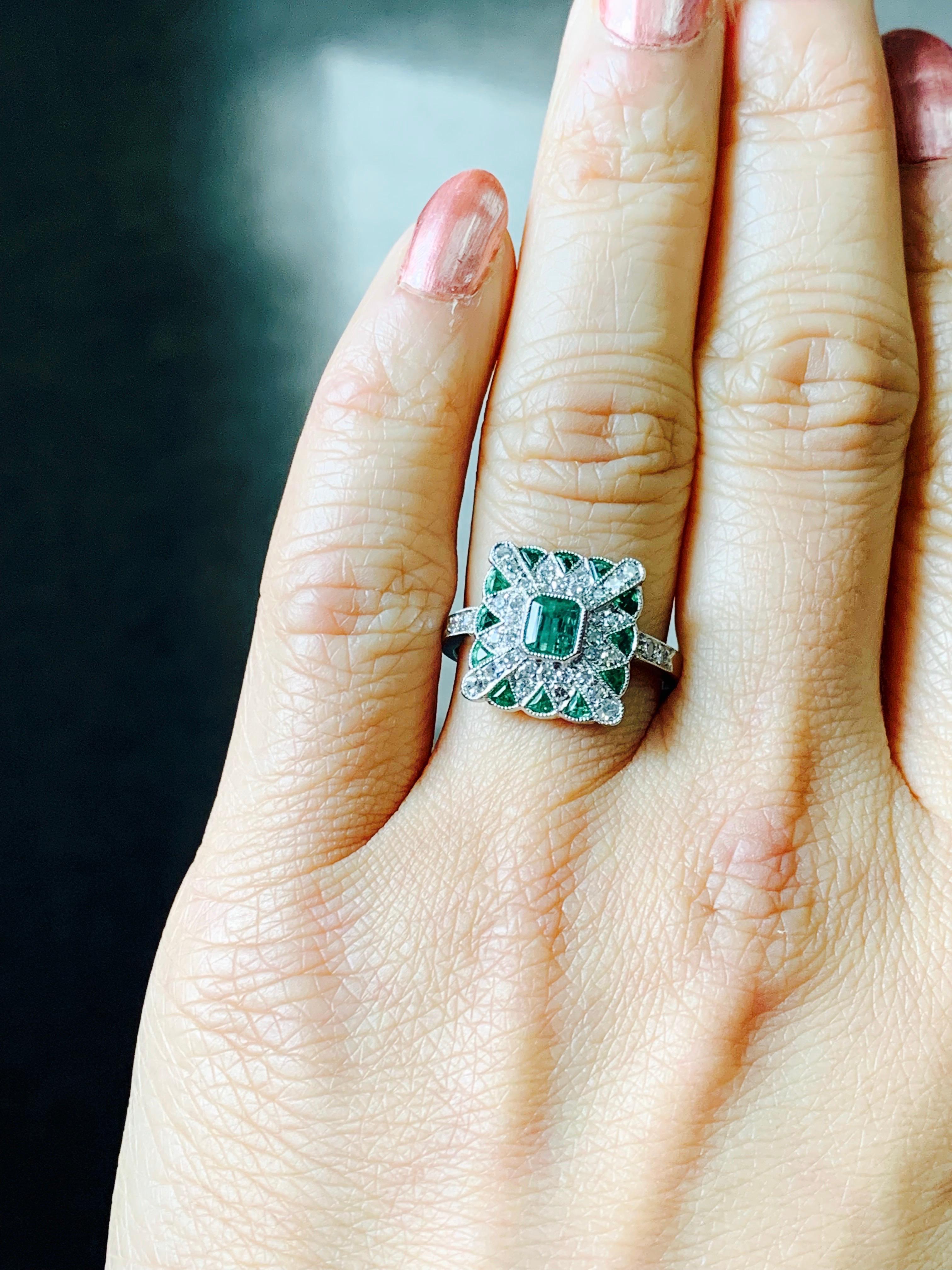 Emerald and Diamond Ring in Platinum 3