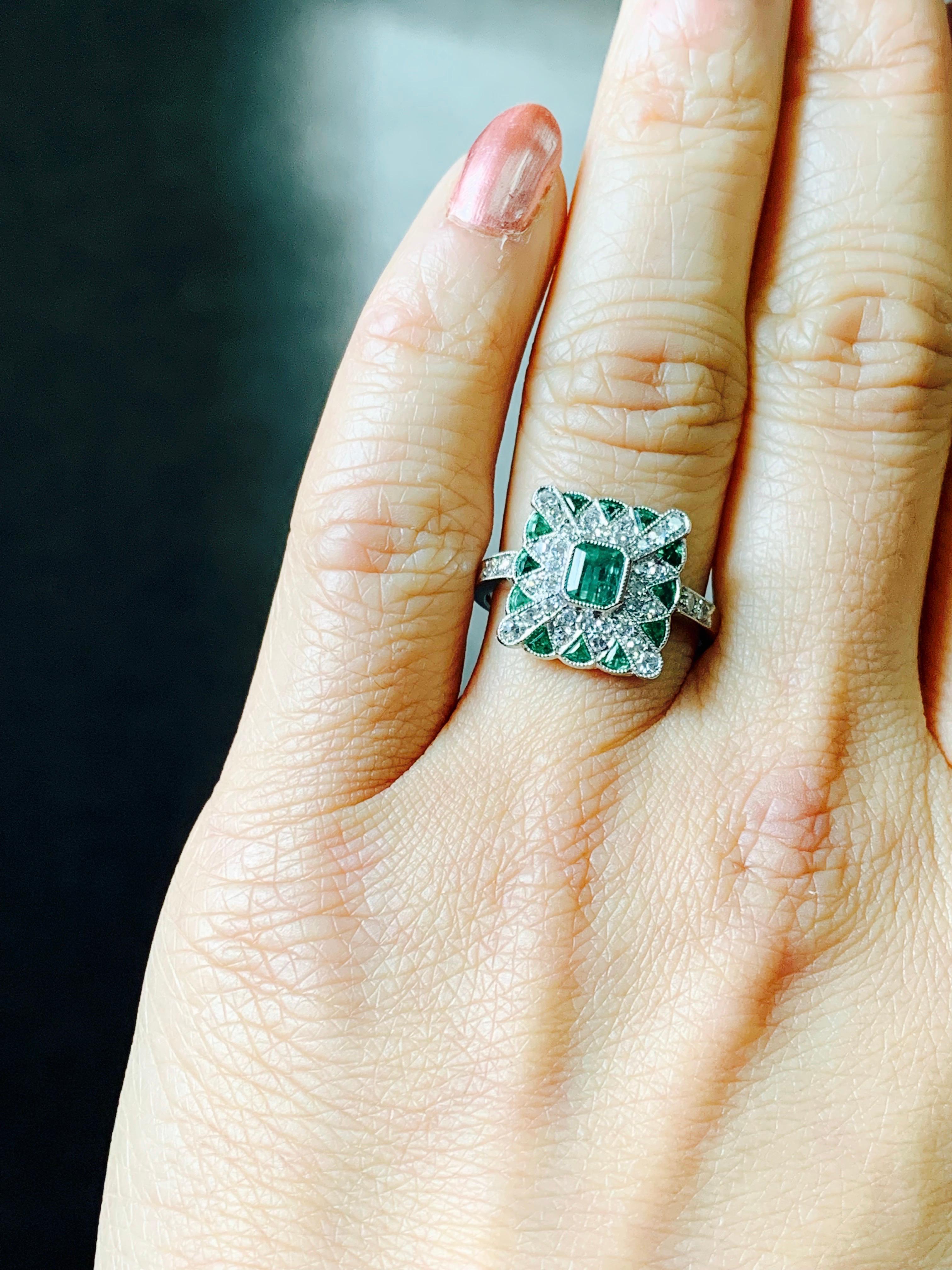 Emerald and Diamond Ring in Platinum 4