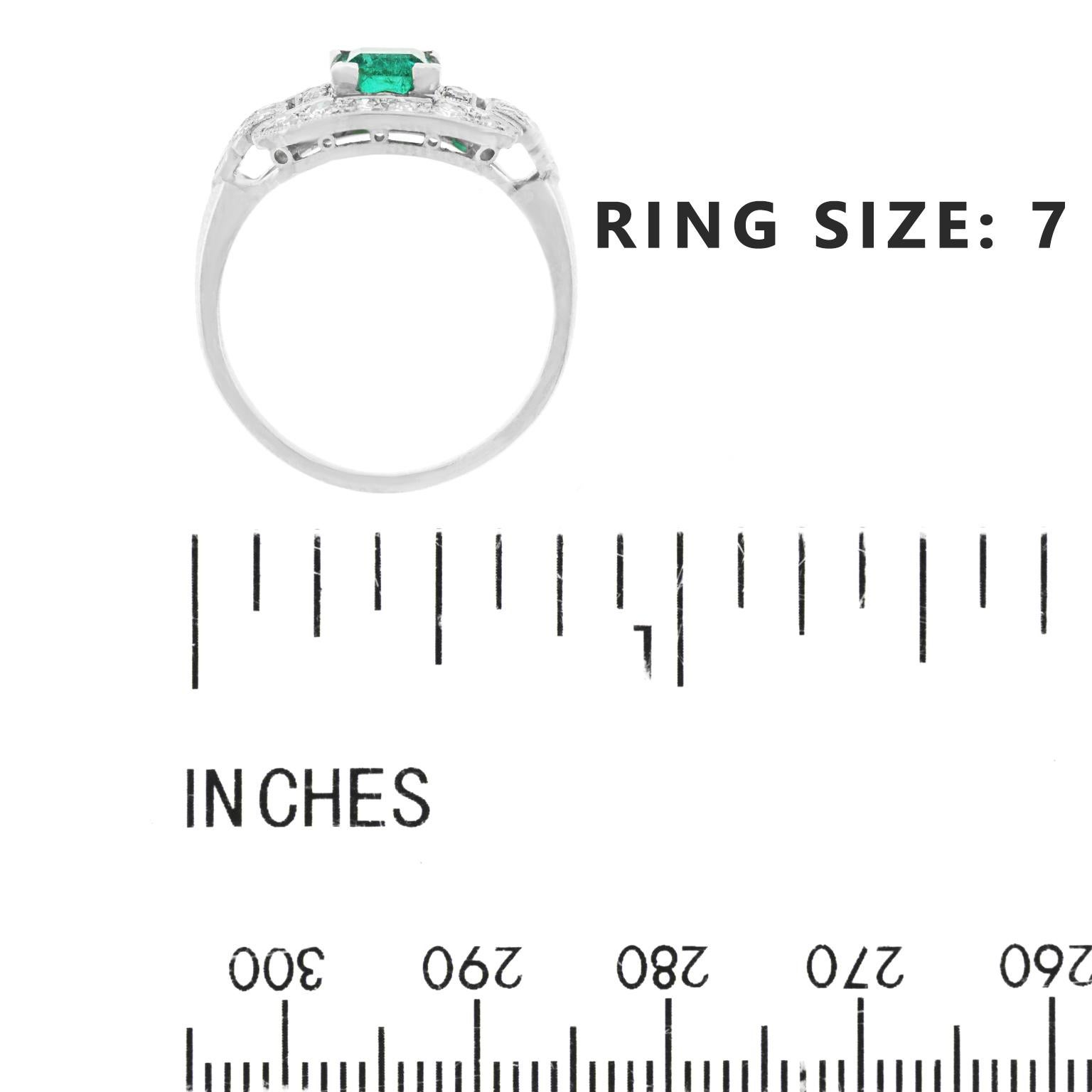Art Deco Emerald and Diamond Set Platinum Ring 2