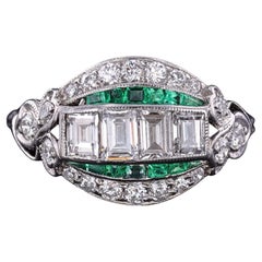 Art Deco Emerald and Diamond Shamrock Ring