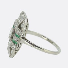 Art Deco Emerald and Diamond Tablet Ring