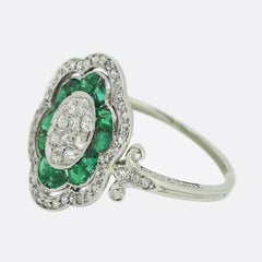 Art Deco Emerald and Diamond Tablet Ring