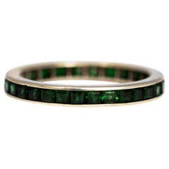 Antique Art Deco Emerald and Platinum Eternity Band