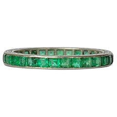 Antique Art Deco Emerald and Platinum Eternity Band