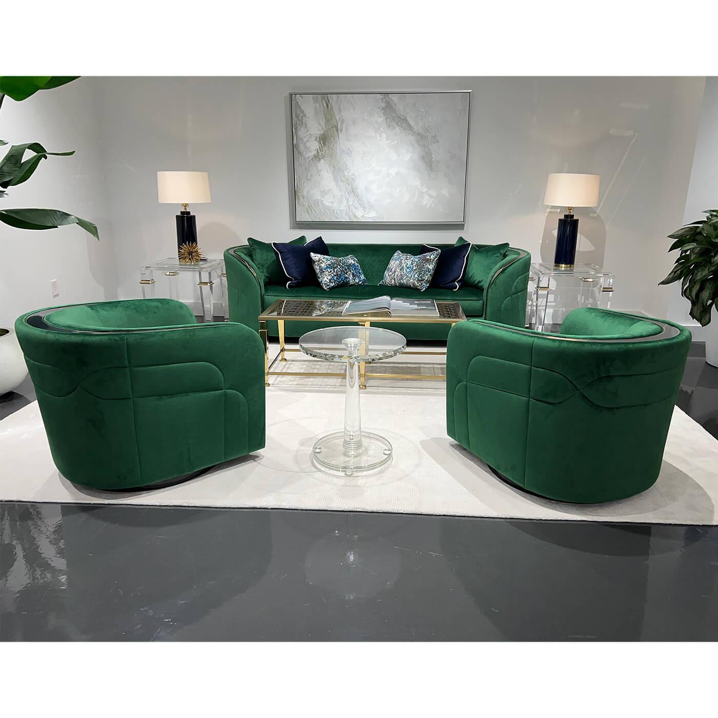 Velvet Art Deco Emerald Armchair