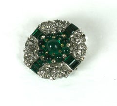 Art Deco Emerald Cab Brooch
