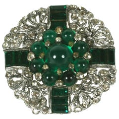 Vintage Art Deco Emerald Cab Brooch