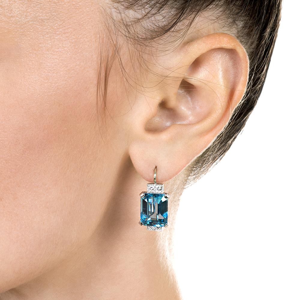 aquamarine emerald cut earrings