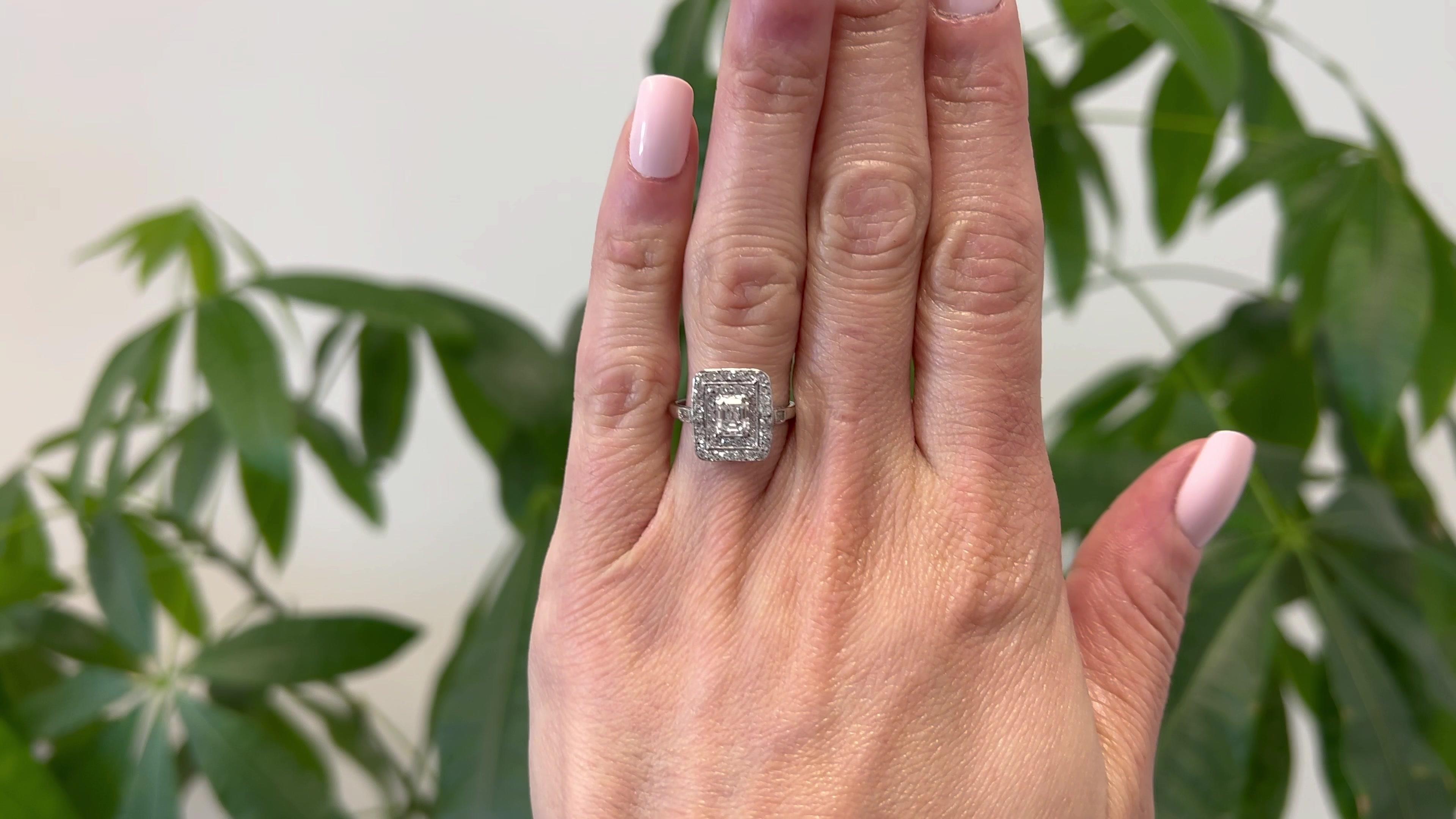 Art Deco Emerald Cut Diamond Platinum Dinner Ring In Good Condition For Sale In Beverly Hills, CA
