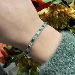 Art Deco Emerald, Diamond And Platinum Line Bracelet, Circa 1925