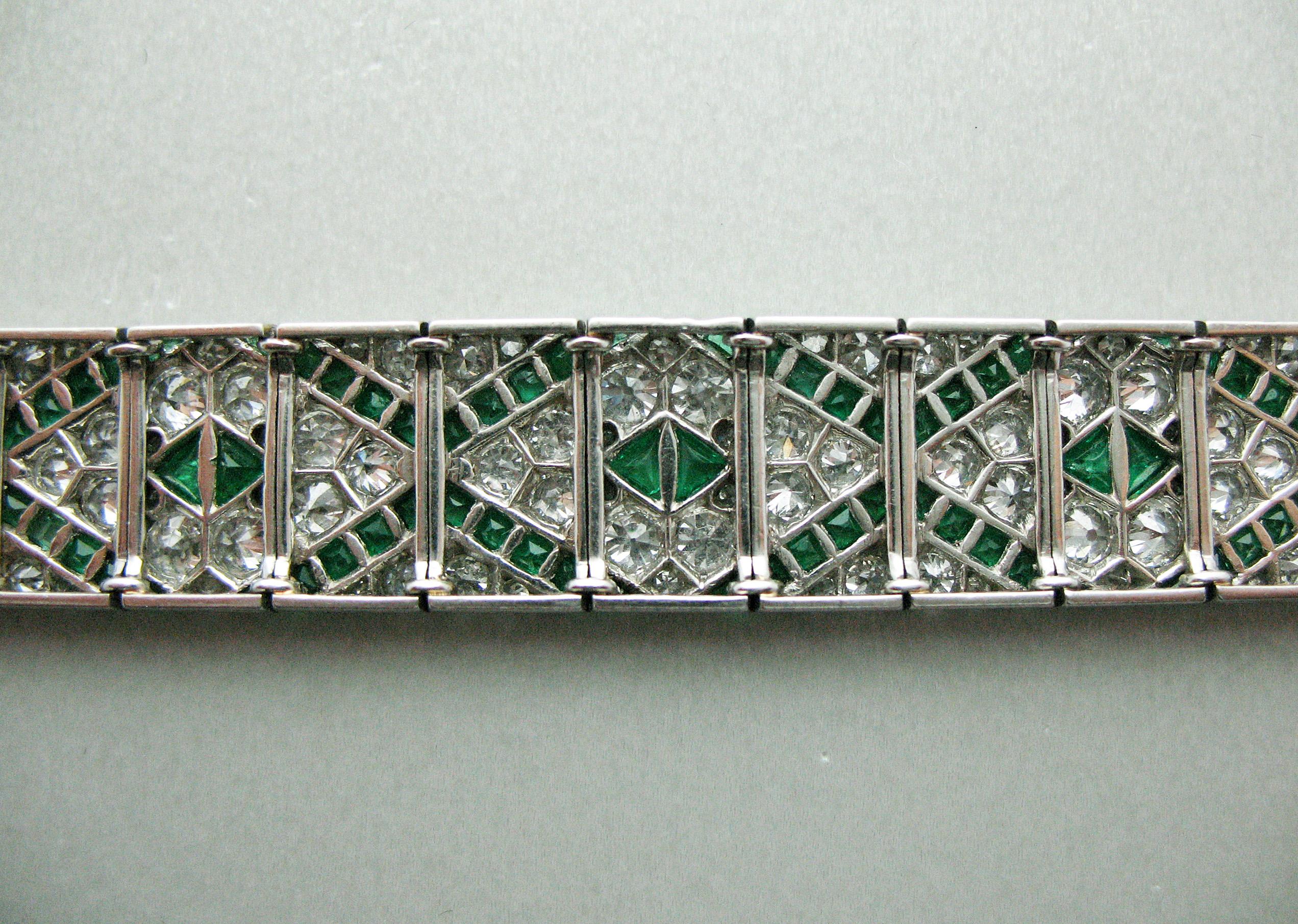Art Deco Emerald Diamond Bracelet 1