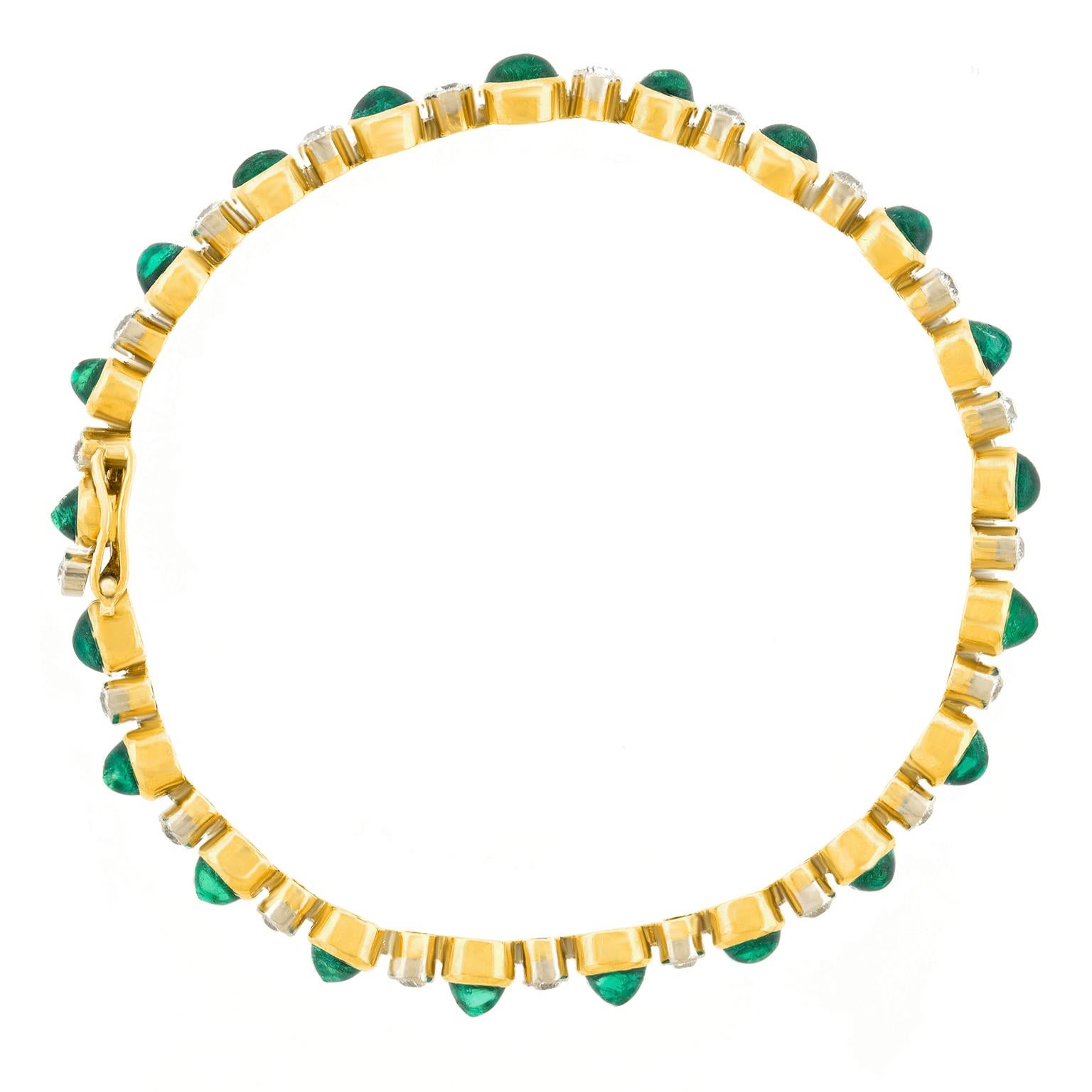 Art Deco Emerald & Diamond Bracelet For Sale 2