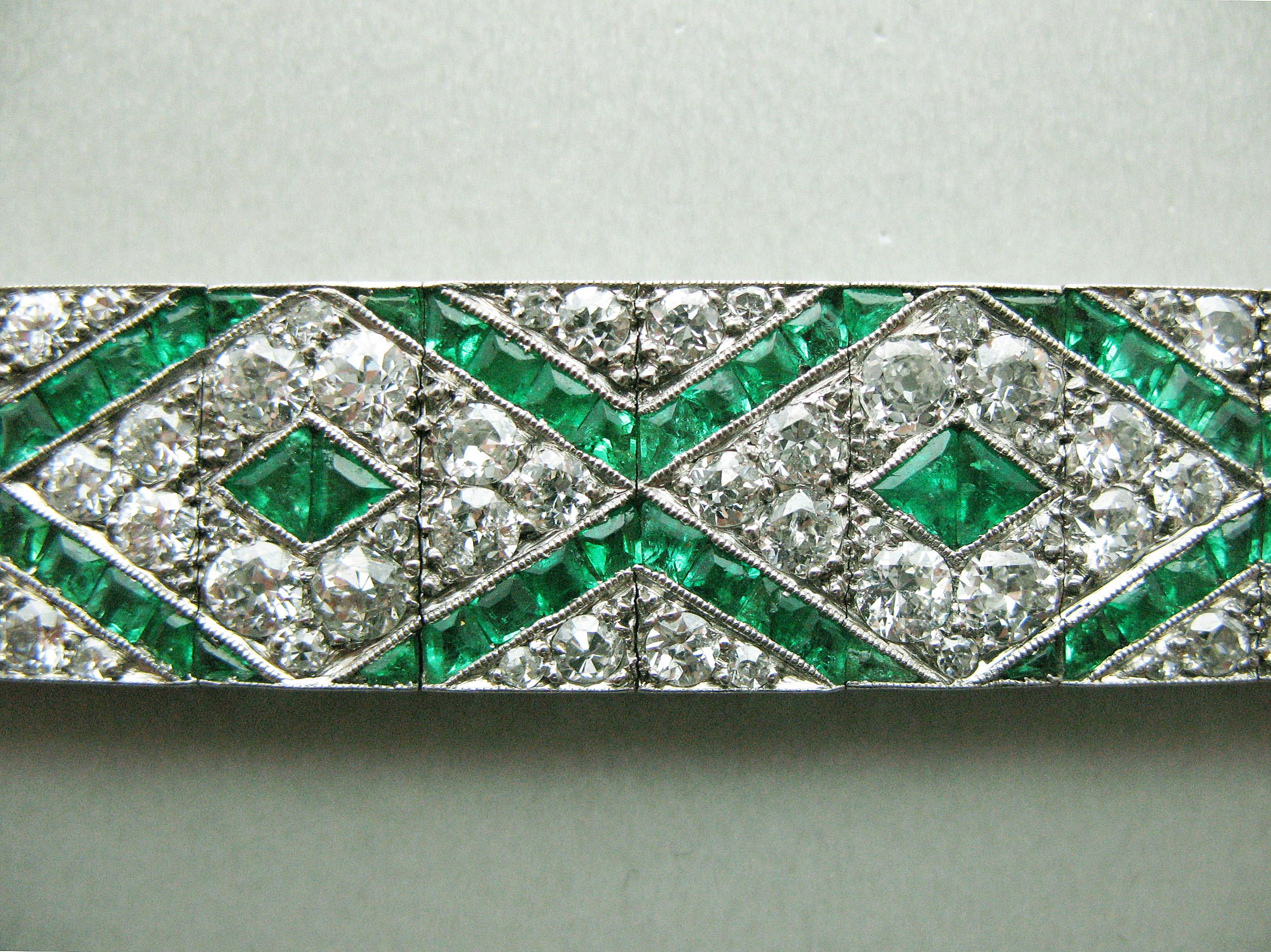 Art Deco Emerald Diamond Bracelet 2