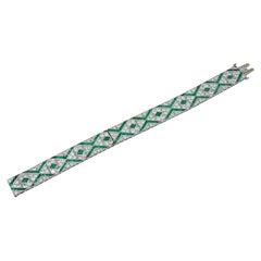 Antique Art Deco Emerald Diamond Bracelet