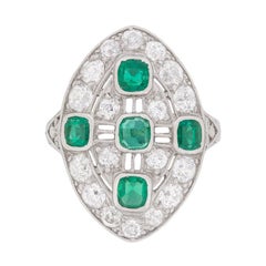 Art Deco Emerald and Diamond Dinner Ring, circa 1920s