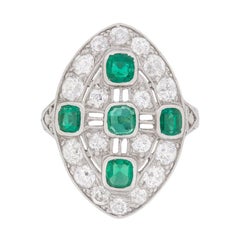 Art Deco Emerald and Diamond Dinner Ring, circa 1920s