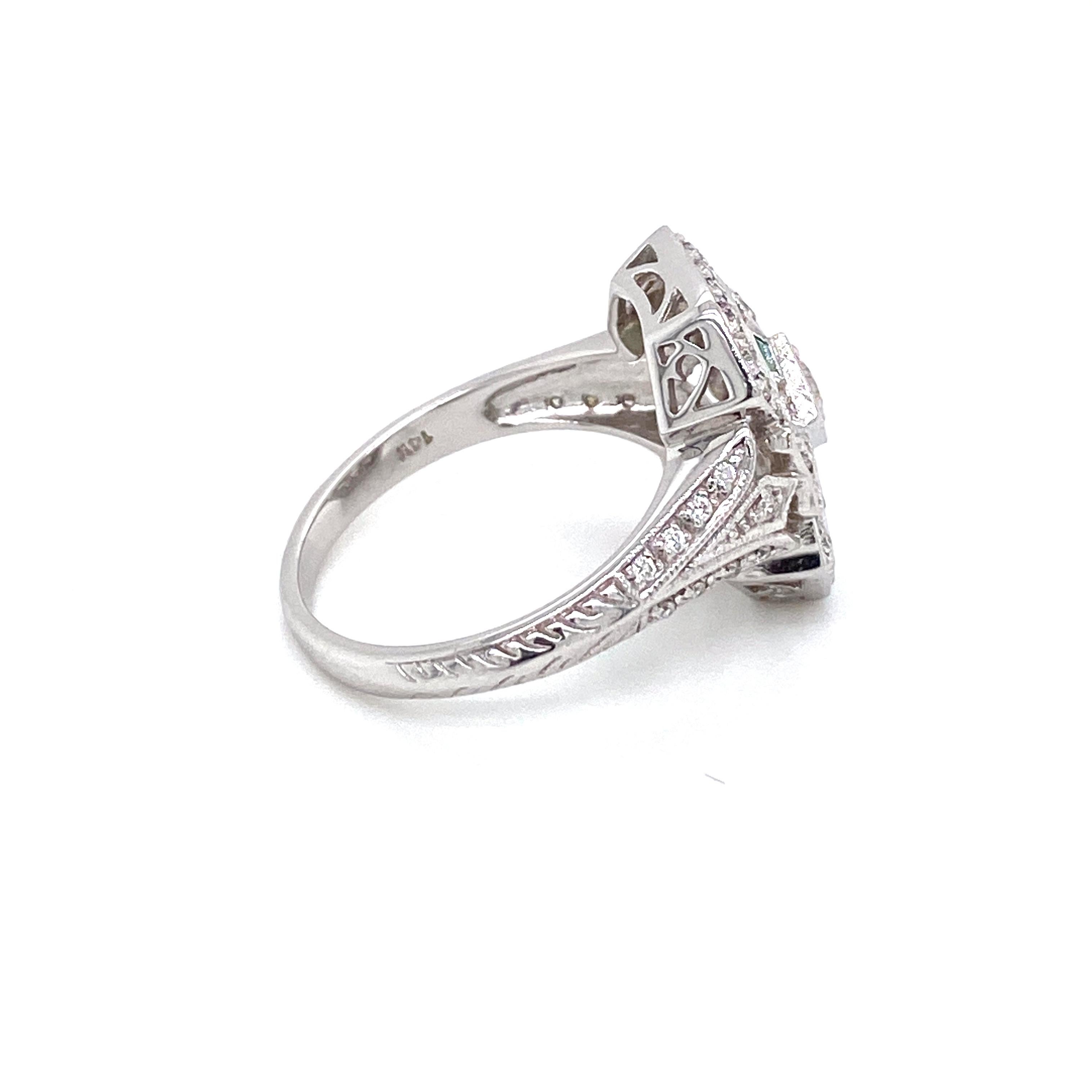 Art Deco Style Emerald Diamond Engagement Ring 2