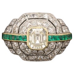 Art Deco 2 Carat Natural Diamond Emerald Engagement Ring Anniversary Ring