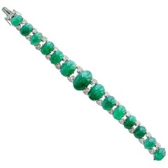 Art Deco Emerald Diamond Platinum Bracelet