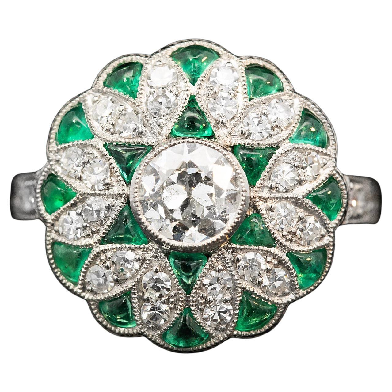 Art Deco-Ring mit Smaragd und Diamant, ca. 1930er Jahre
