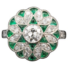 Used Art Deco Emerald & Diamond Ring Circa 1930s