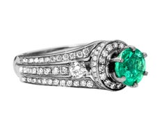 Art Deco Emerald & Diamond Ring in 14k White Gold