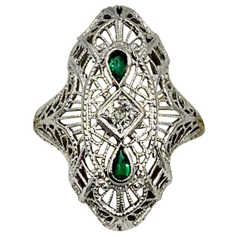 Art Deco Emerald Rings For Sale Art Deco Platinum