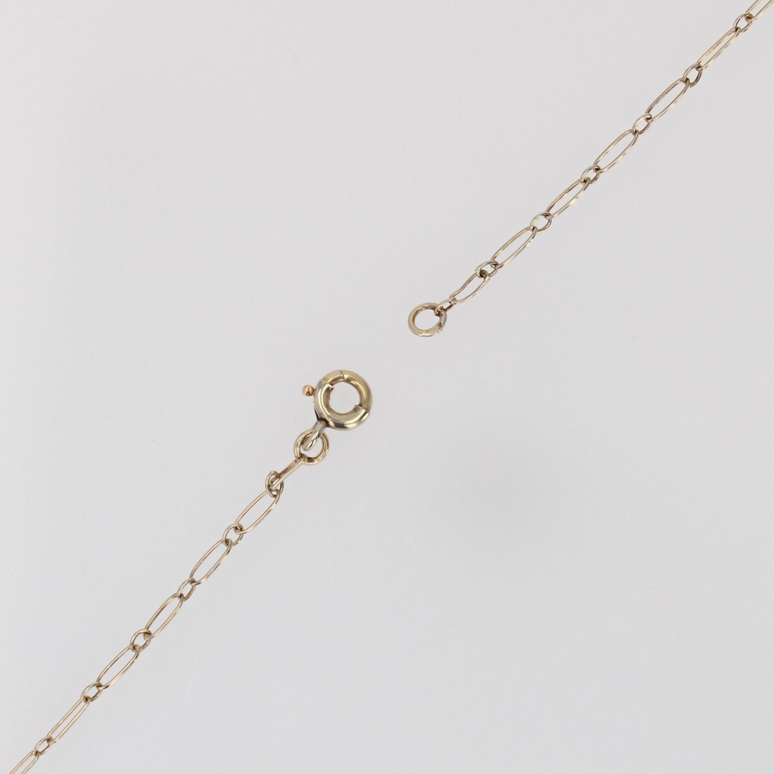 Collier pendentif Art déco en or jaune et blanc 18 carats, avec émeraudes, diamants et perles fines en vente 10