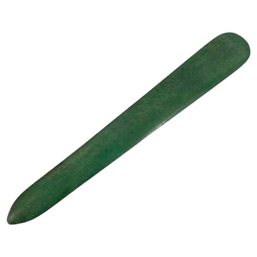 Art Deco Emerald Green Dyed Equine Shagreen Letter Opener of Page Turner