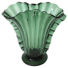 Art Deco Emerald Green Murano Vase by Barovier et Toso