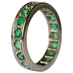 Antique Art Deco Emerald Platinum Full Eternity Band