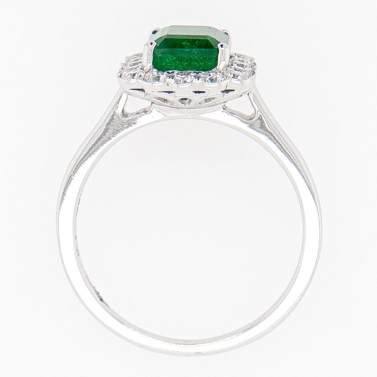 Art Deco Emerald Ring 1.68 Carat Set with Diamonds 0.42 Carats 18K Gold In Excellent Condition In Laguna Niguel, CA