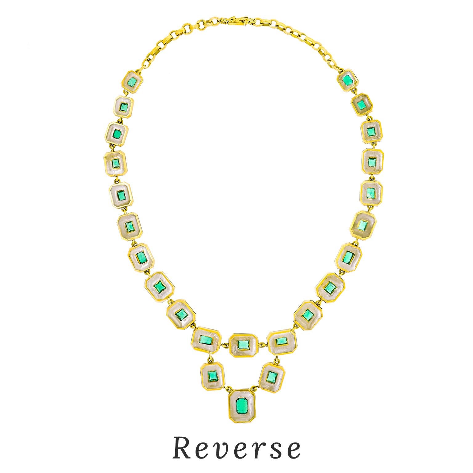 Art Deco Emerald-Set Platinum and Gold Necklace 4