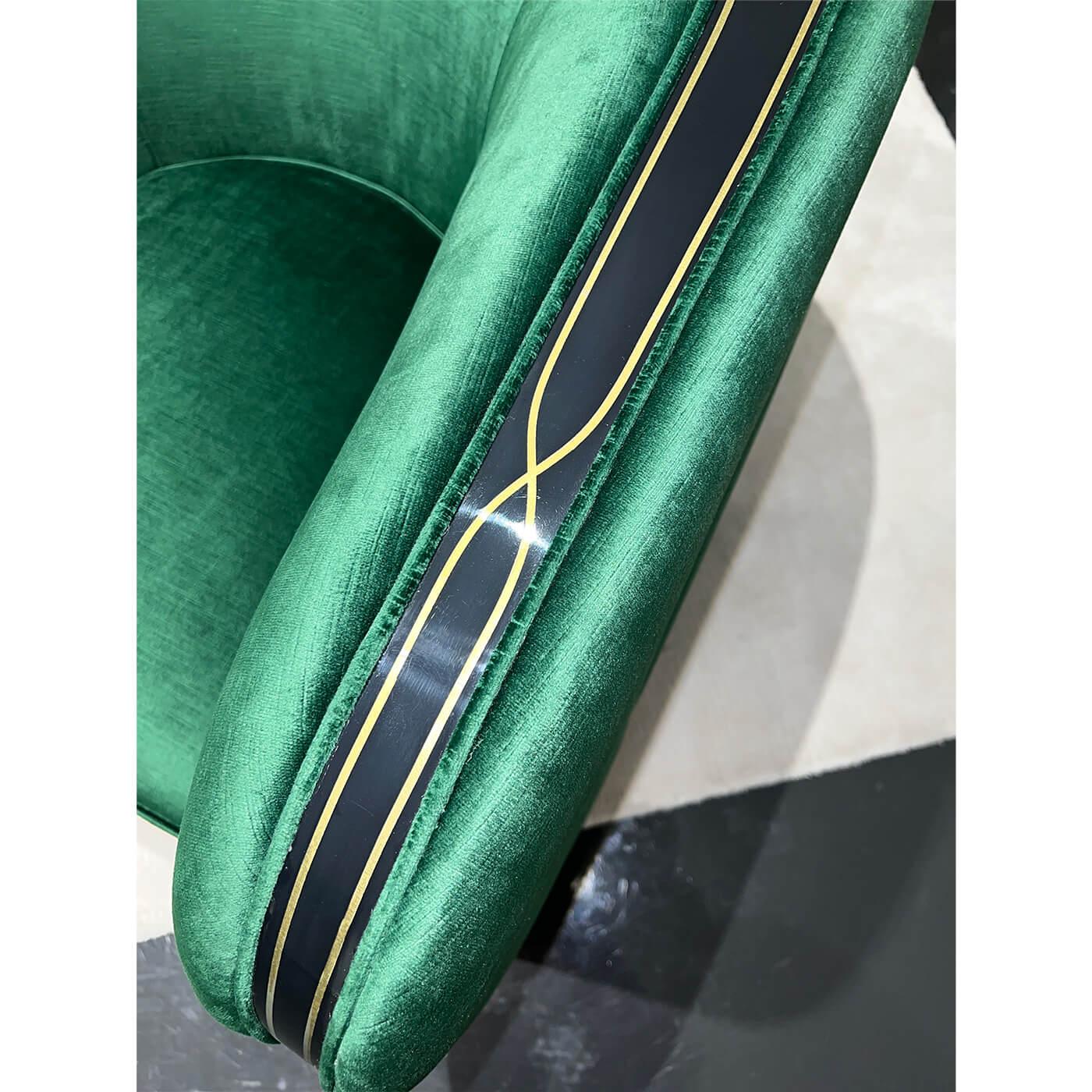 Contemporary Art Deco Emerald Sofa For Sale