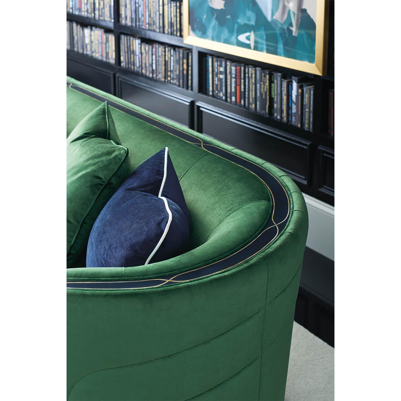 Brass Art Deco Emerald Sofa For Sale