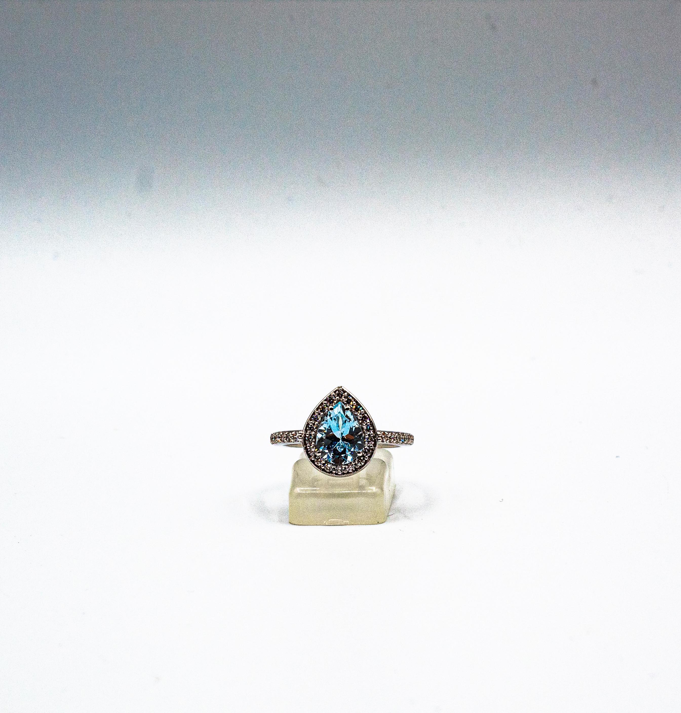 Art Deco Smaragd Weiß Diamant Aquamarin Weißgold Dreifach Cocktail Ring Set im Angebot 5