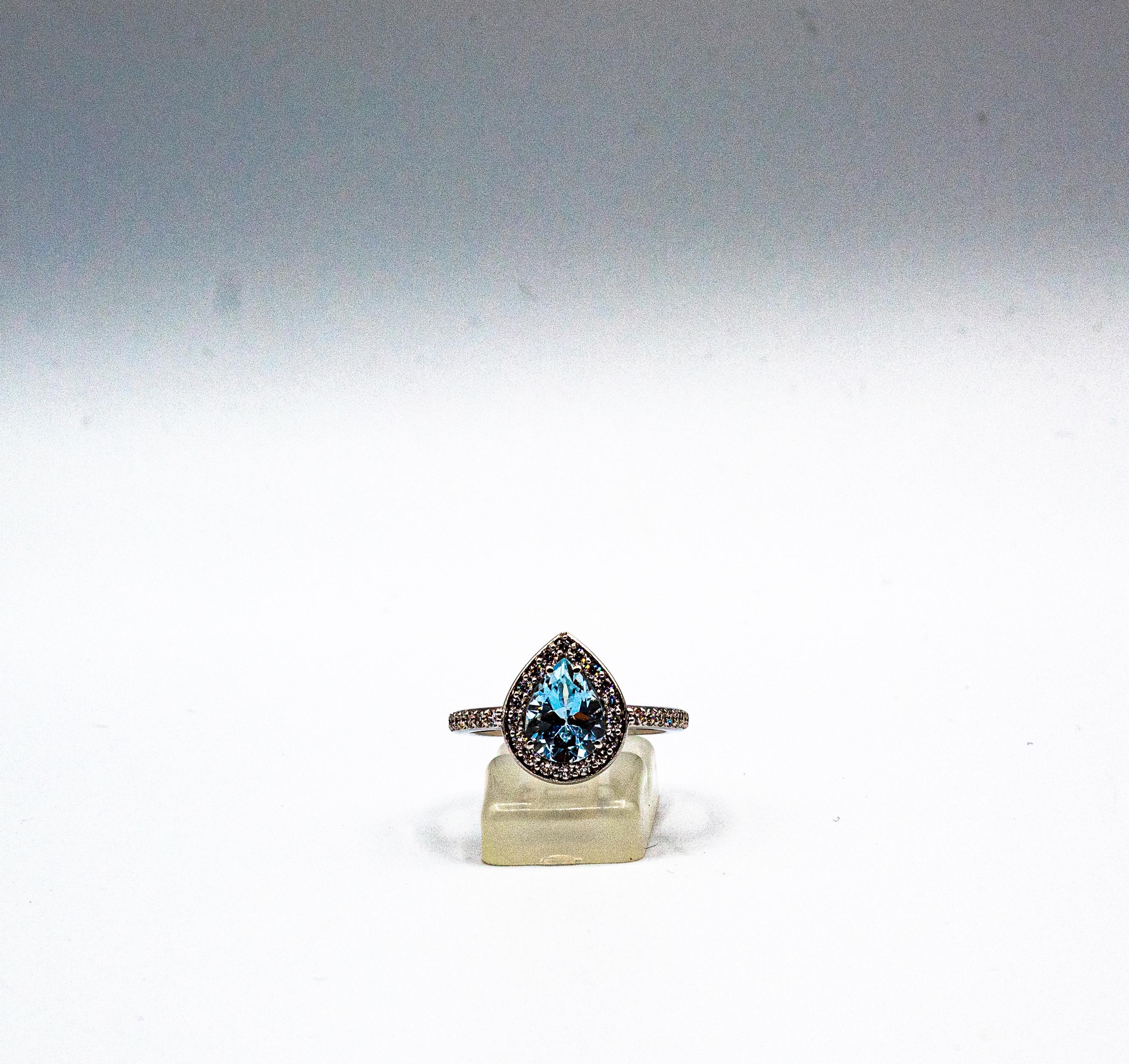 Art Deco Smaragd Weiß Diamant Aquamarin Weißgold Dreifach Cocktail Ring Set im Angebot 6