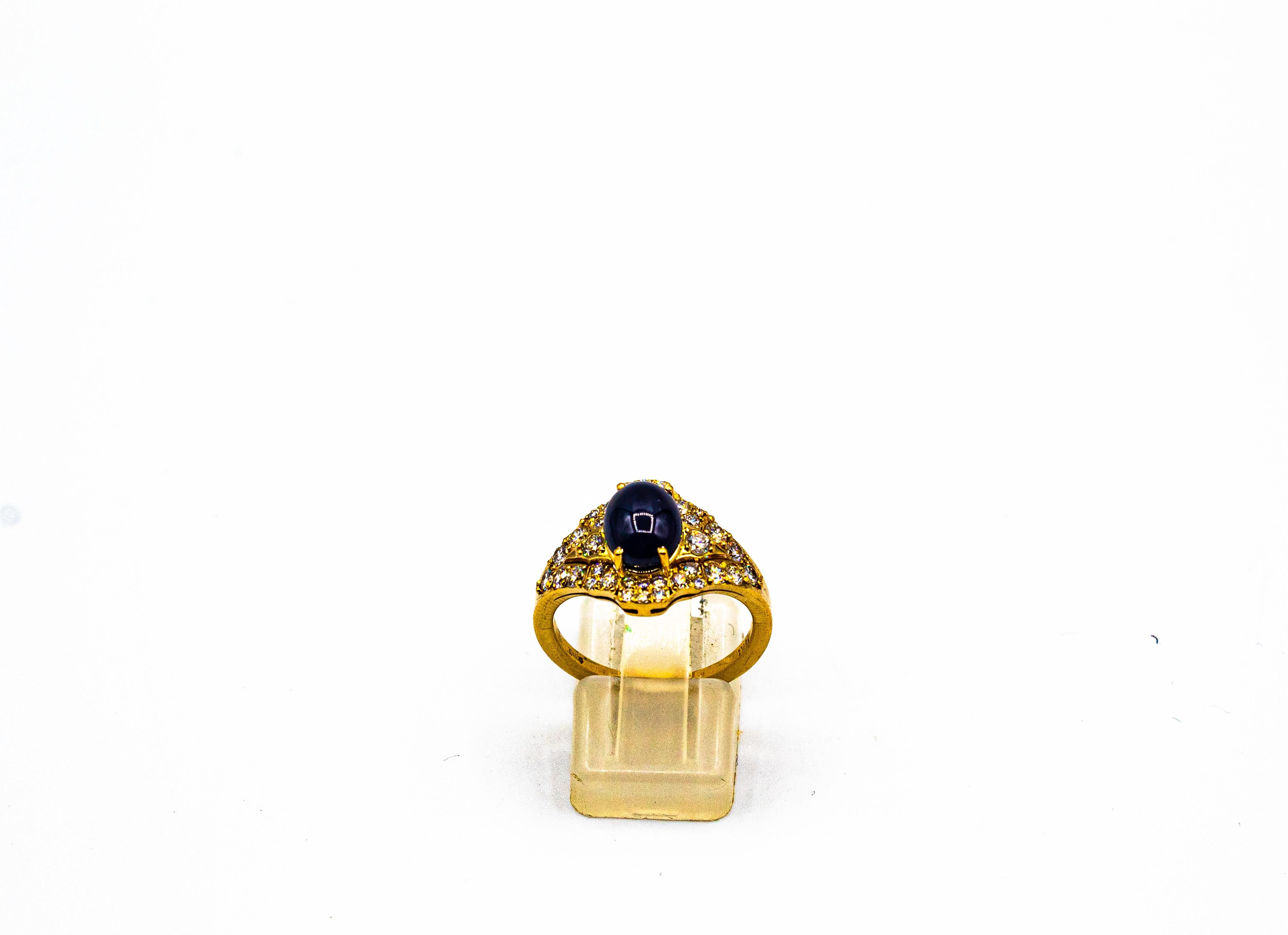 Art Deco Smeraldo Bianco Diamante Zaffiro Oro Giallo Triplo Anello Cocktail Set in vendita 4