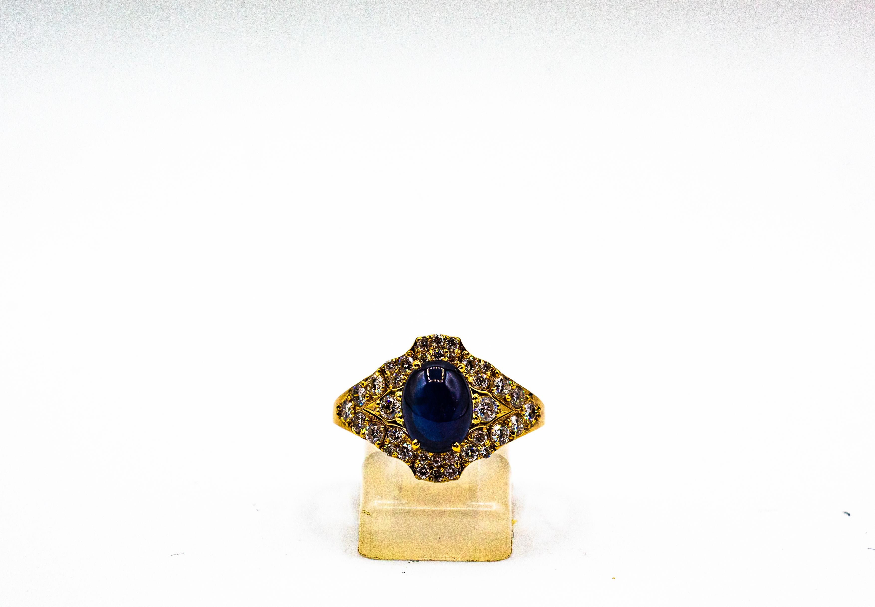 Art Deco Smeraldo Bianco Diamante Zaffiro Oro Giallo Triplo Anello Cocktail Set in vendita 5