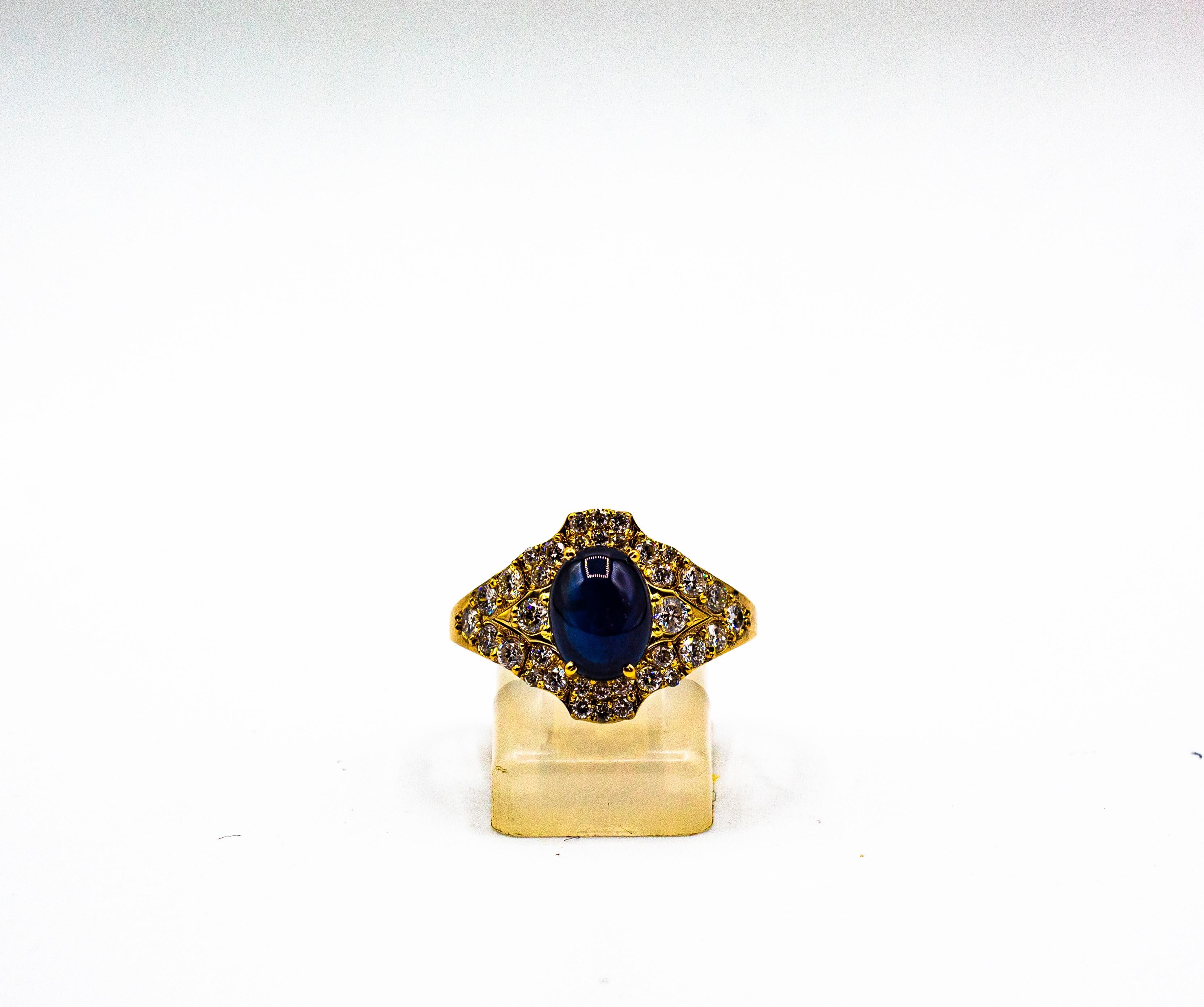 Art Deco Smeraldo Bianco Diamante Zaffiro Oro Giallo Triplo Anello Cocktail Set in vendita 6