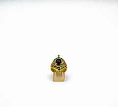 Art Deco Emerald White Diamond Sapphire Yellow Gold Triple Cocktail Ring Set