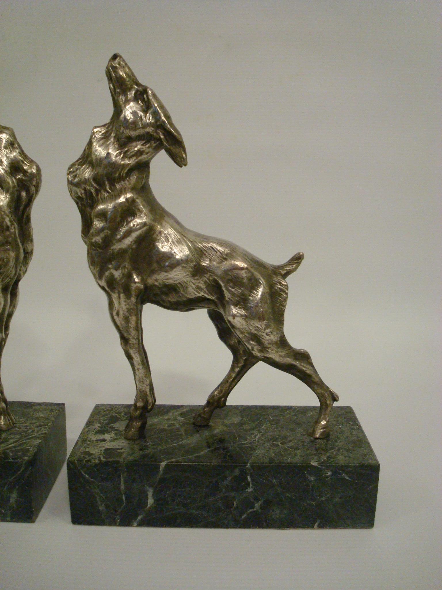 French Art Deco Emile Carlier Figural Goat Bookends, France 1925 For Sale