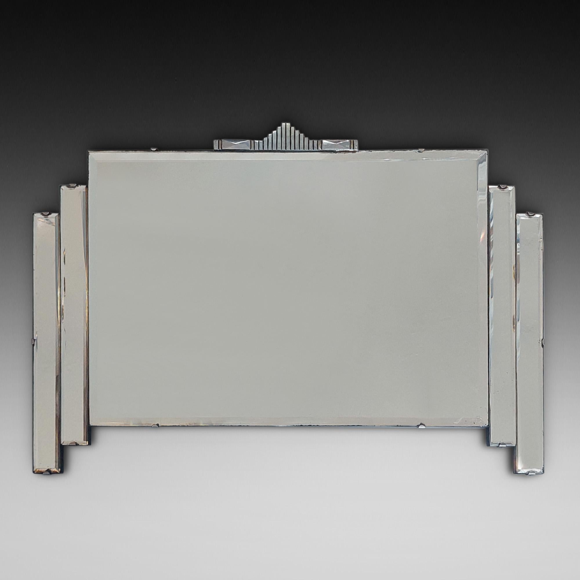 Art Deco Wall Mirror: 1920s/30s frameless wall mirror of 