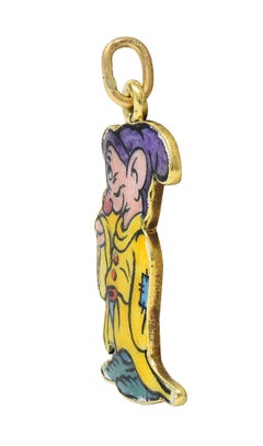 Art Deco Enamel 14 Karat Gold Dopey Snow White Seven Dwarfs Vintage Disney Charm