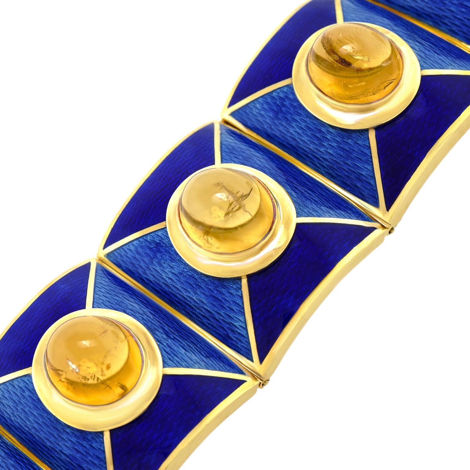 Bracciale Art Deco con smalto e citrino in vendita 3