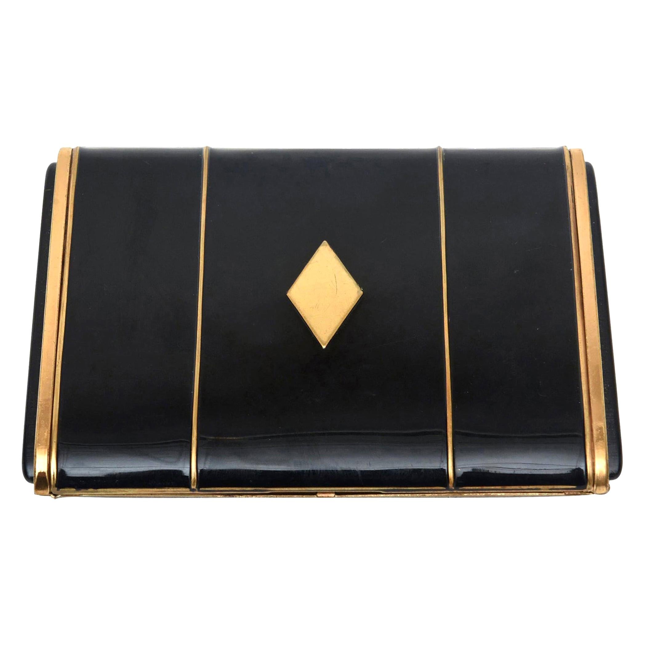 Art Deco Enamel and Metal Card Case