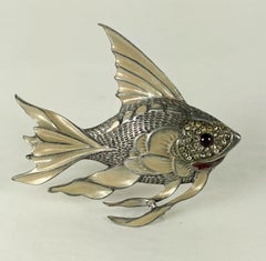 Art Deco Enamel Angel Fish Brooch